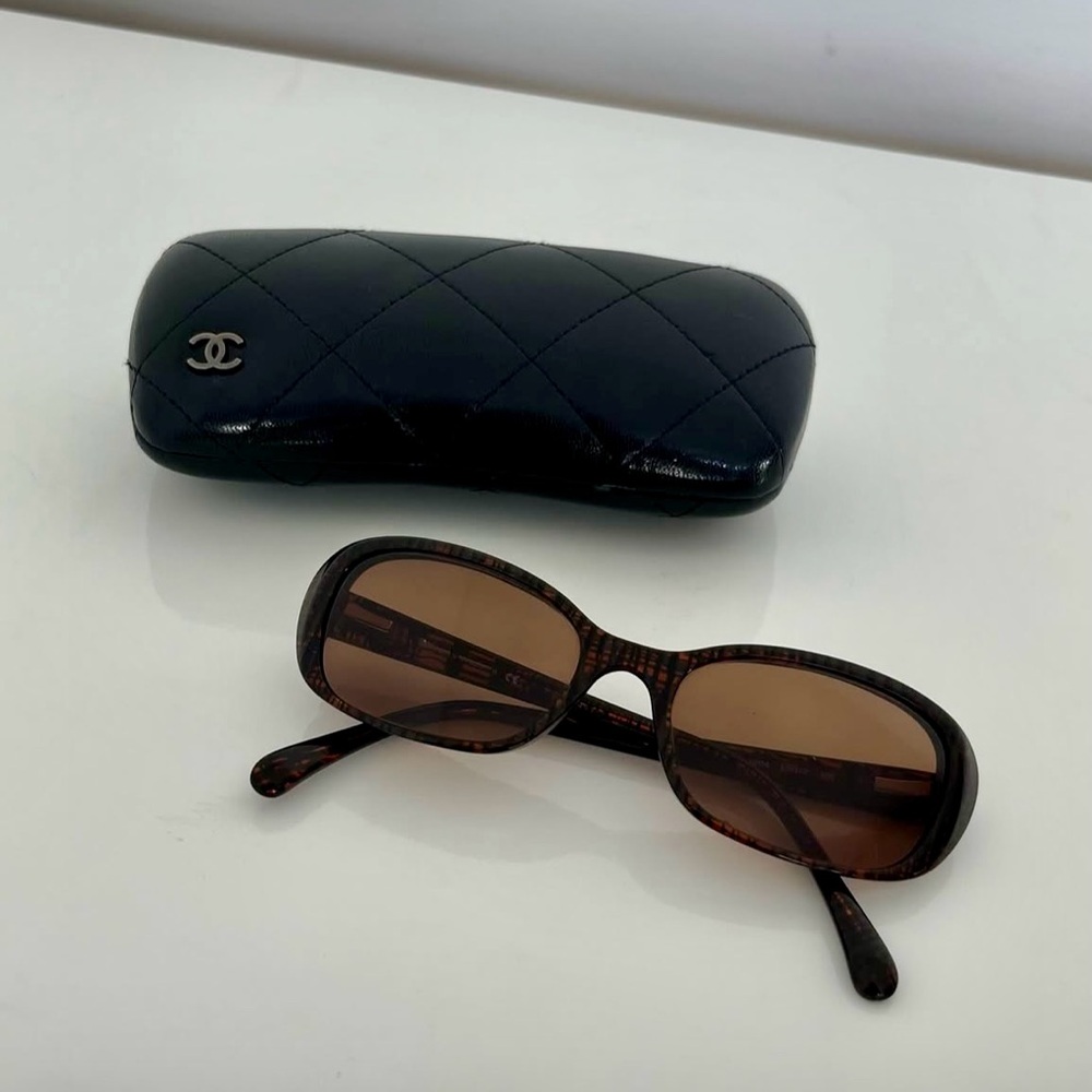 CHANEL Brown Tweed Sunglasses